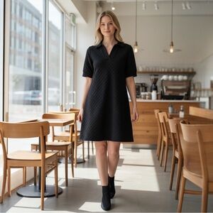 Lovely Melody Black Textured Short-Sleeve Mini Dress